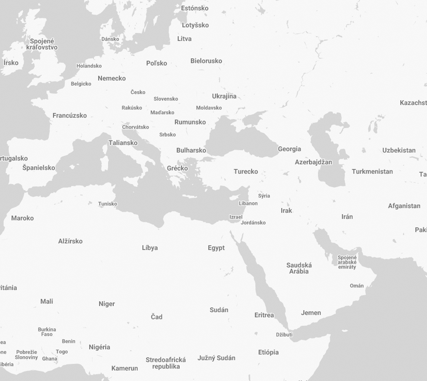 mapa operácií - Európa a Blízky východ